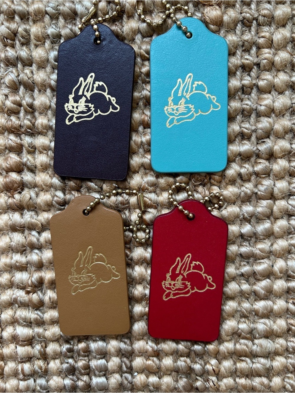 Coach Lunar New Year Year of the Rabbit Leather Hangtag Set of 4 Large RARE